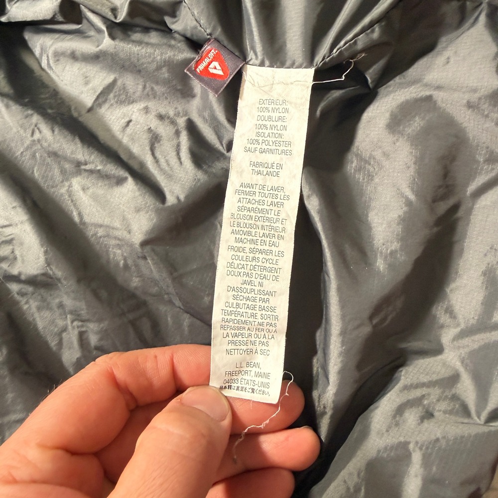 LL Bean Jacket Mens L Gray PrimaLoft Packaway Puffer Full Zip Gorpcore - Picture 9 of 10